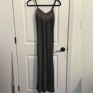Xhilaration Gray Embroidered Boho Minimalist Maxi Dress Size Small